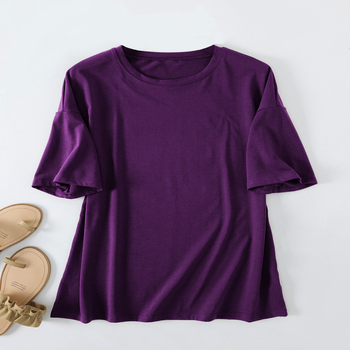 Women's Casual Oversized Tee, Crew Neck Design