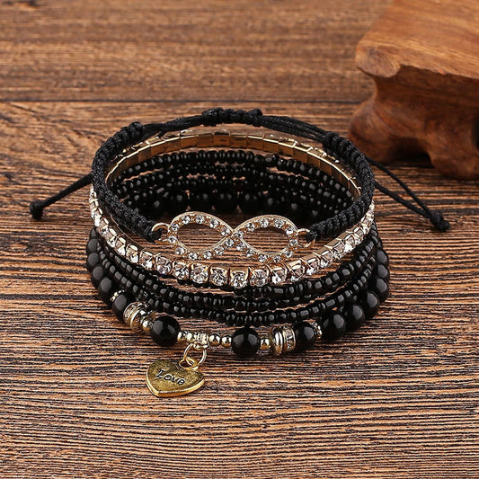 COLORFUL MULTI-LAYER ELASTIC RICE BEAD BRACELET