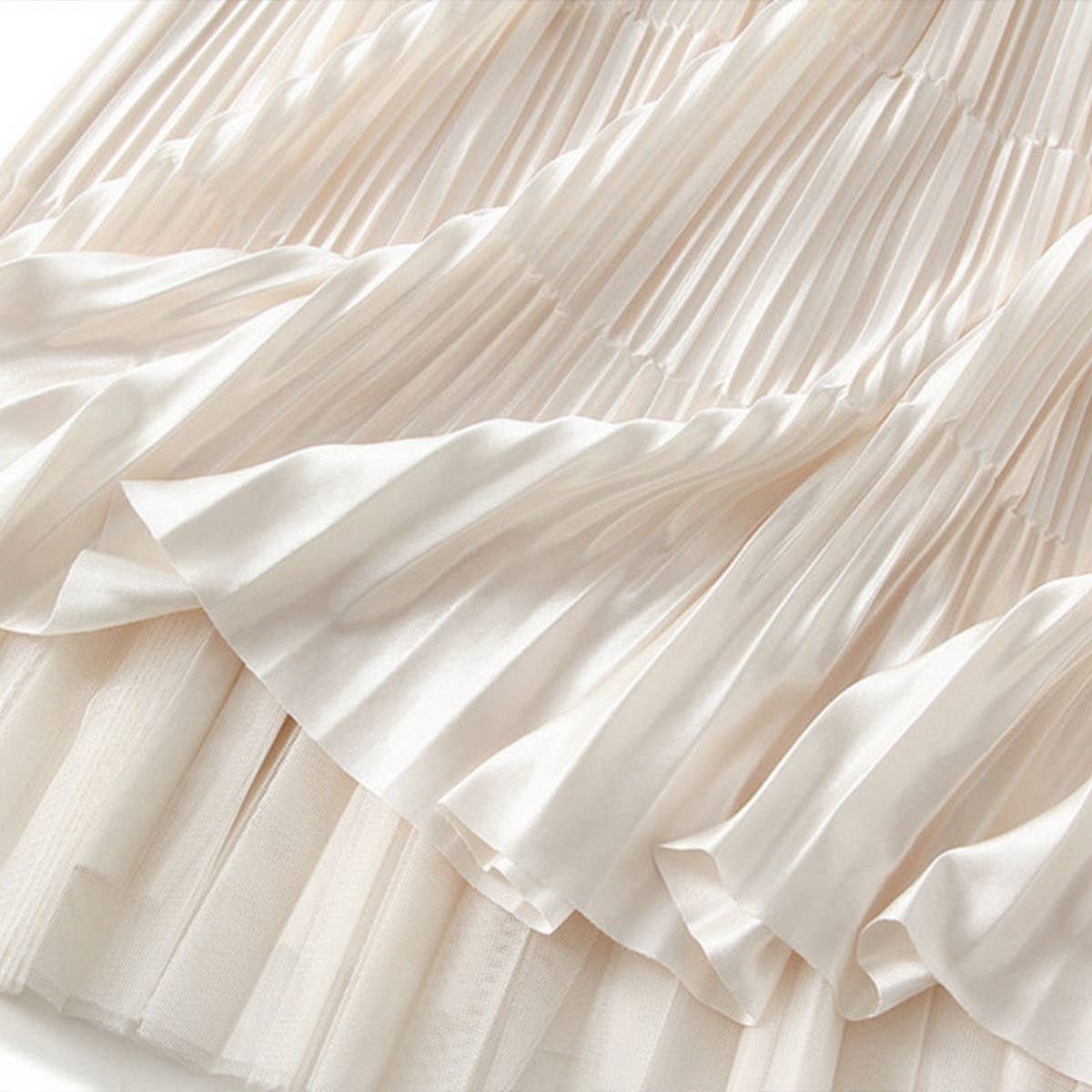 REVERSIBLE MESH PLEATED SKIRT A-LINE SKIRT