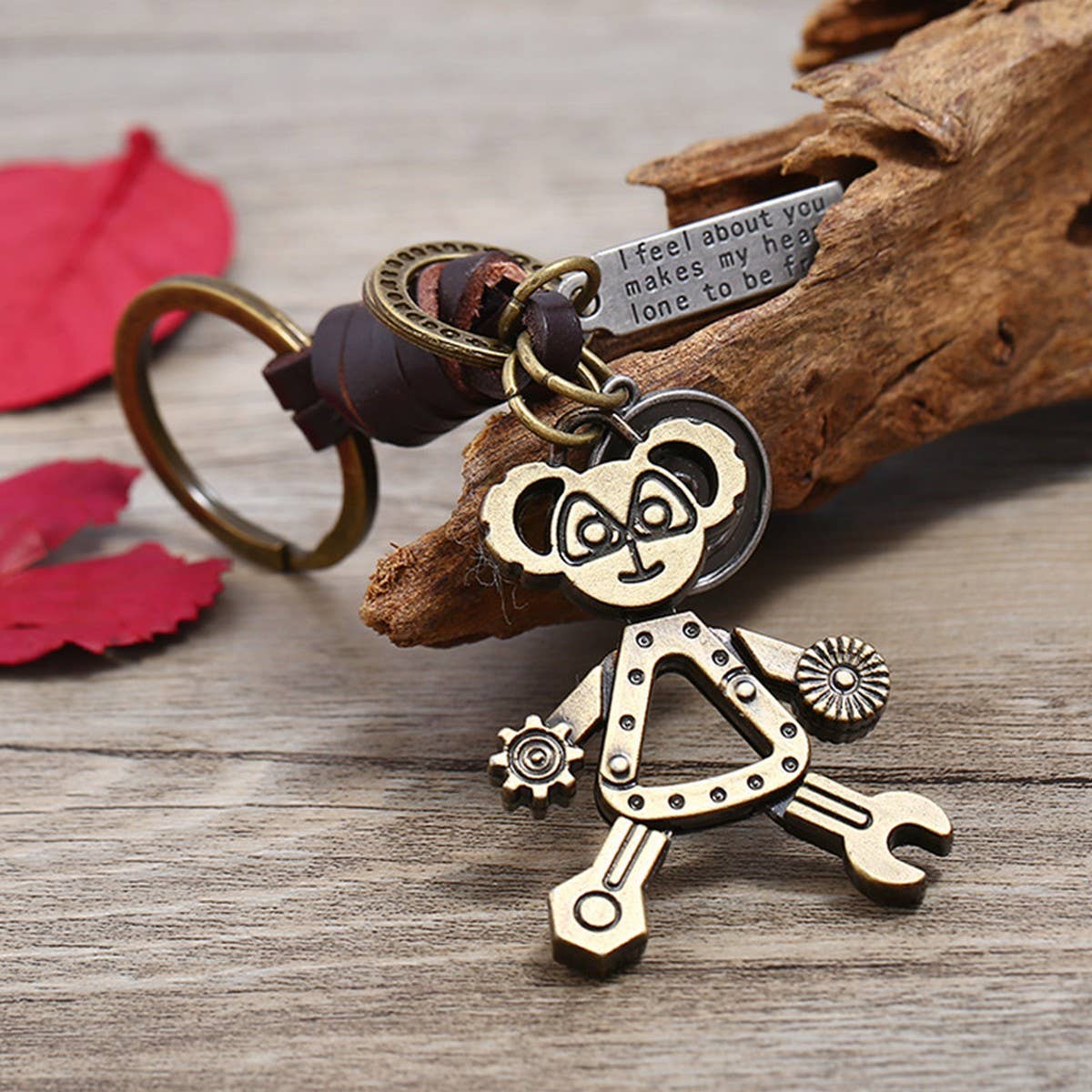 PUNK HAND-WOVEN RETRO ALLOY COWHIDE KEYCHAIN_CWMM4784