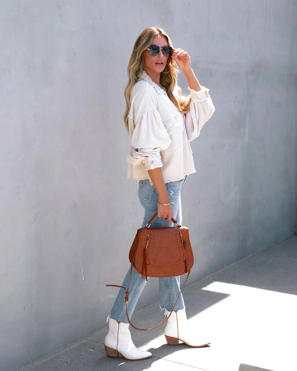 Waffle patchwork short washable coat