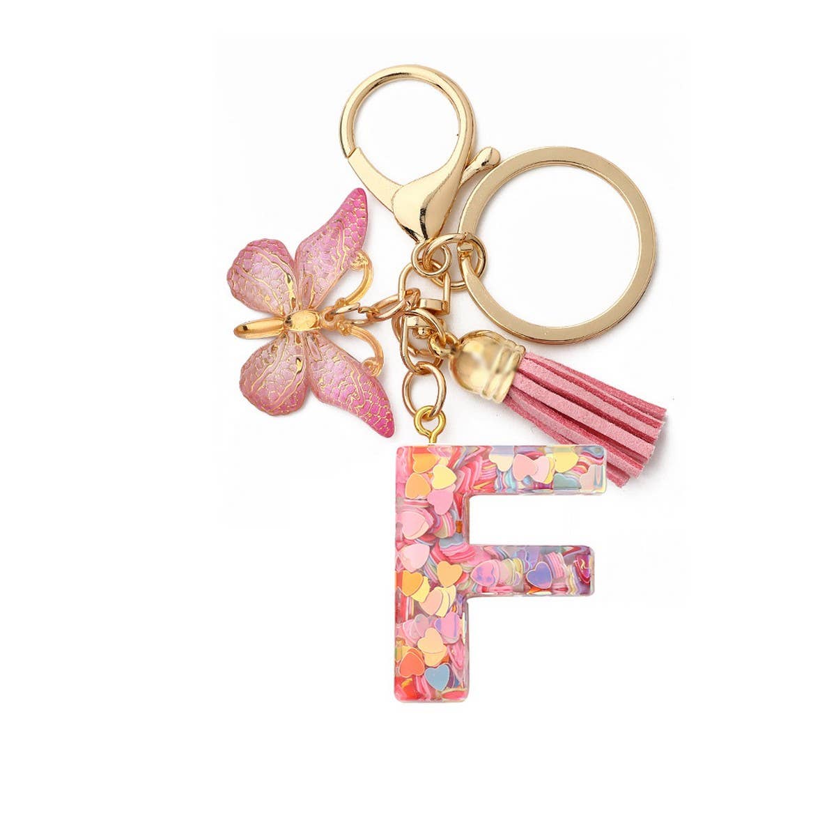 CRYSTAL LETTER SEQUIN RESIN KEYCHAIN_CWAJE0663