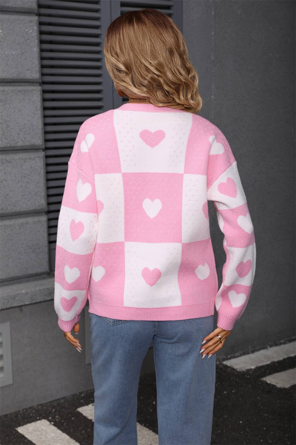 Valentine's Day heart-shaped knitted cardigan