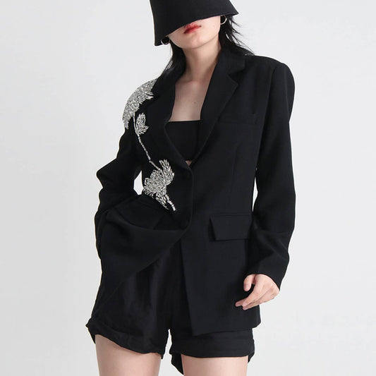 Beaded Floral Blazer ??Loose Fit Elegant Look_CWOCO1233