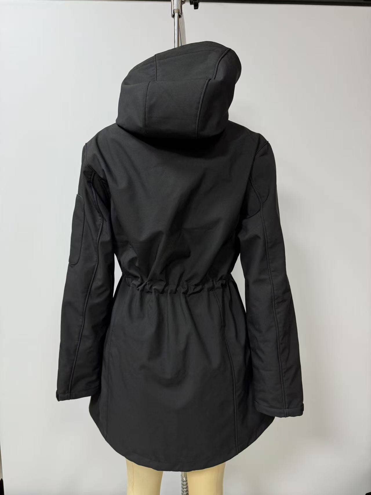 Hooded multi-pocket fleece down jacket