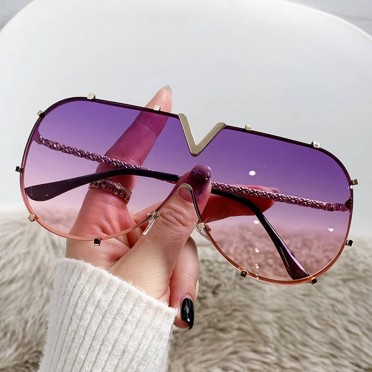 METAL FRAME ONE-PIECE LENSES SUNGLASSES