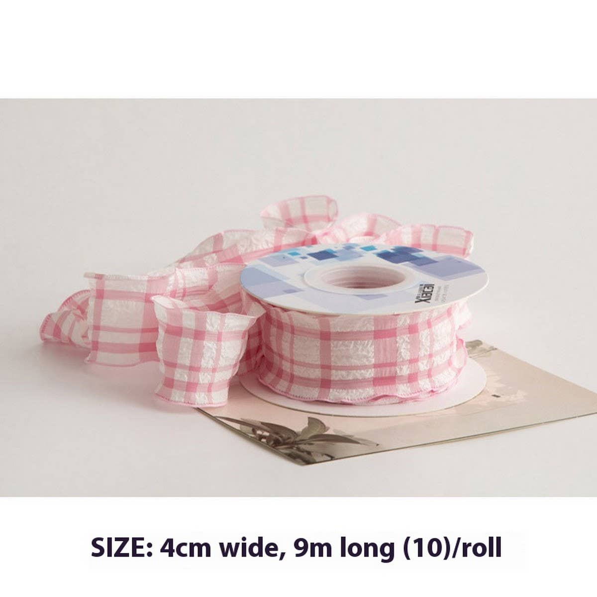 COLORFUL PUFF PLAID RIBBON FISHTAIL YARN RIBBON