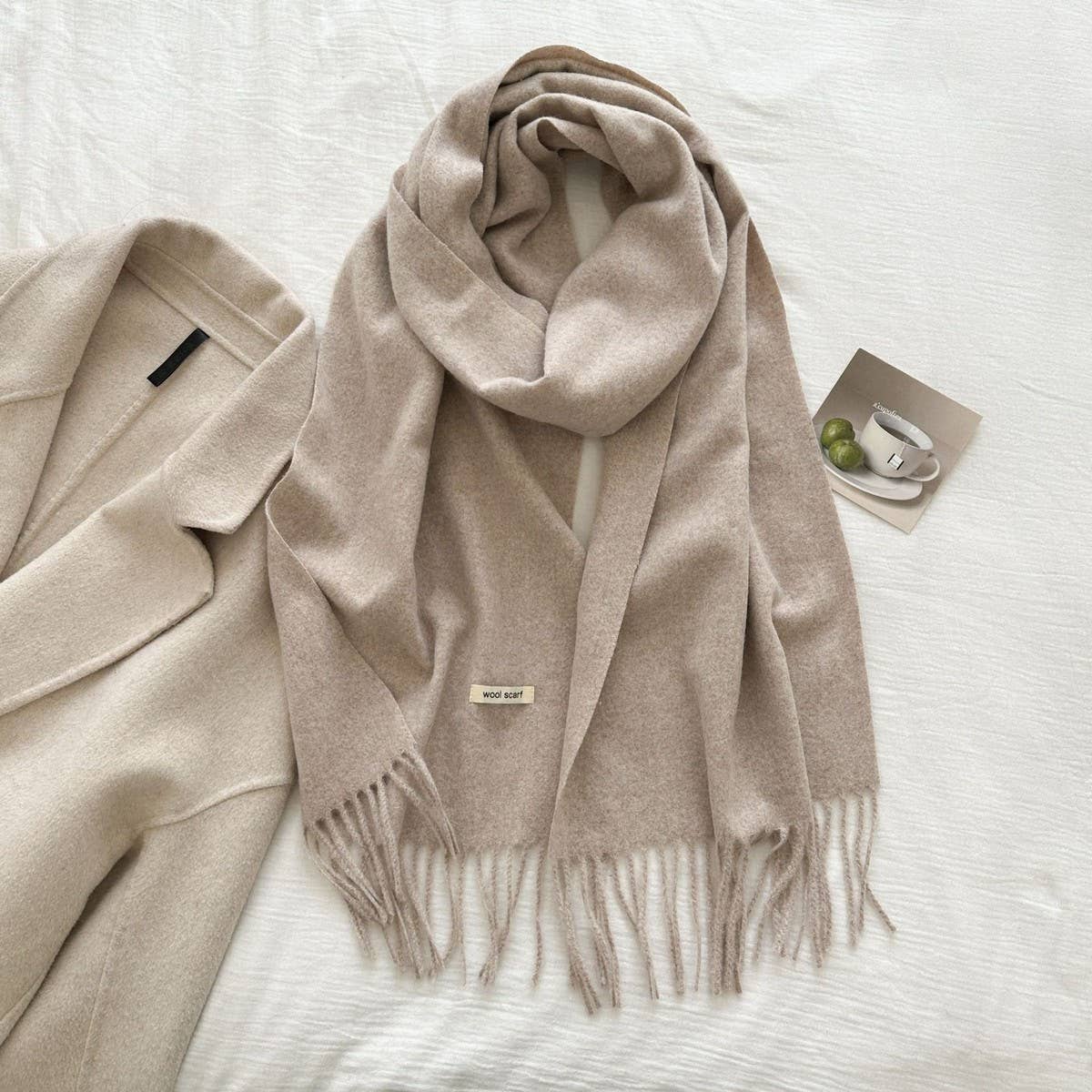 CWASC03137_SOLID WOOL WIDE SCARF WITH TASSELS FOR WOMEN MEN