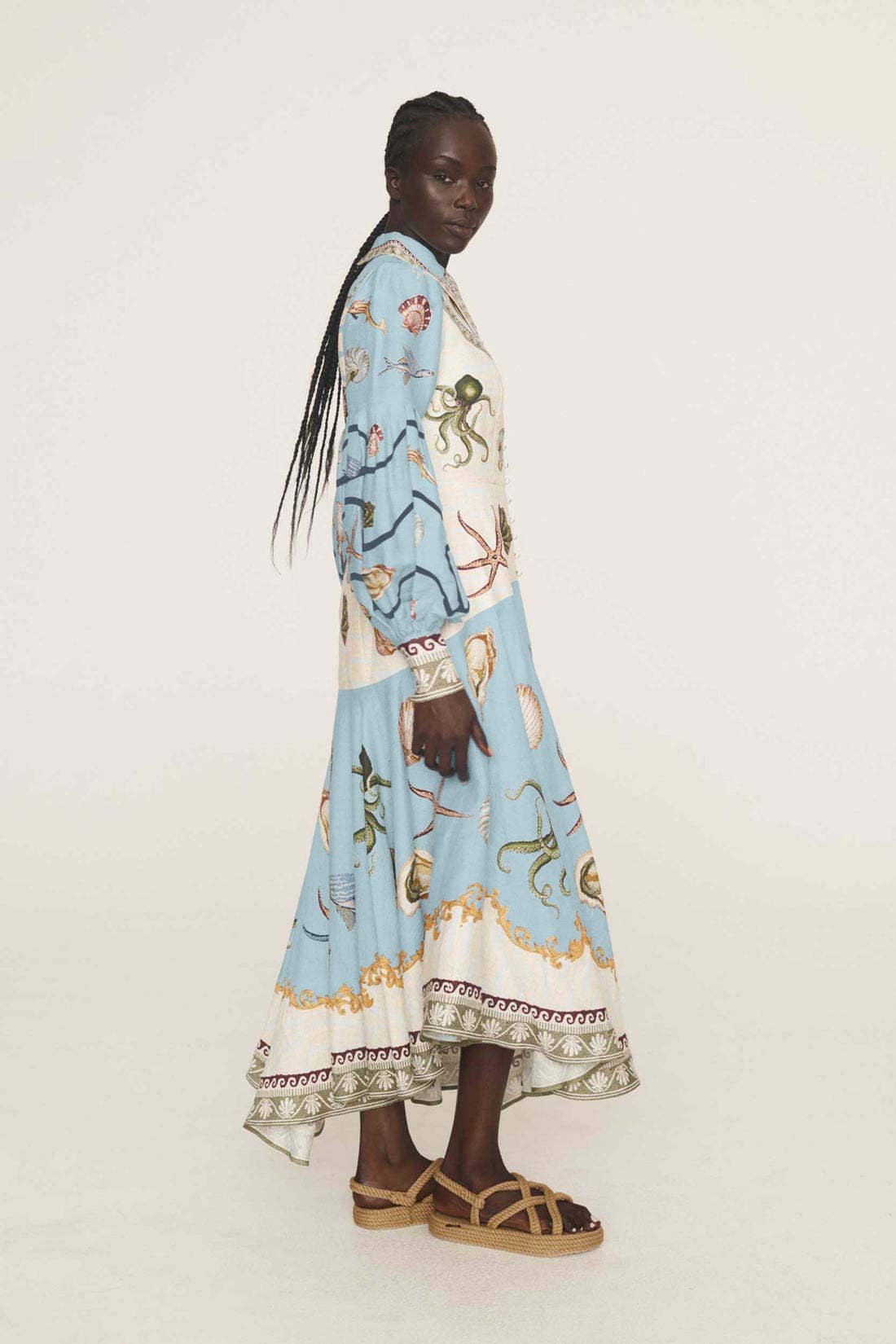 Fashionable doll-neck wide-hem dress