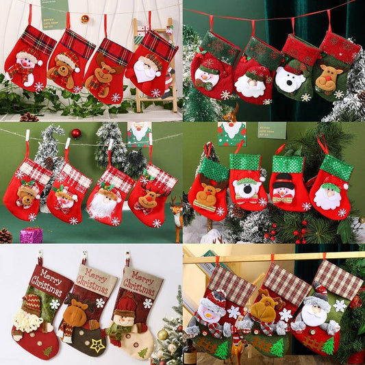 SEQUINED 3D SANTA CLAUS CHRISTMAS STOCKINGS