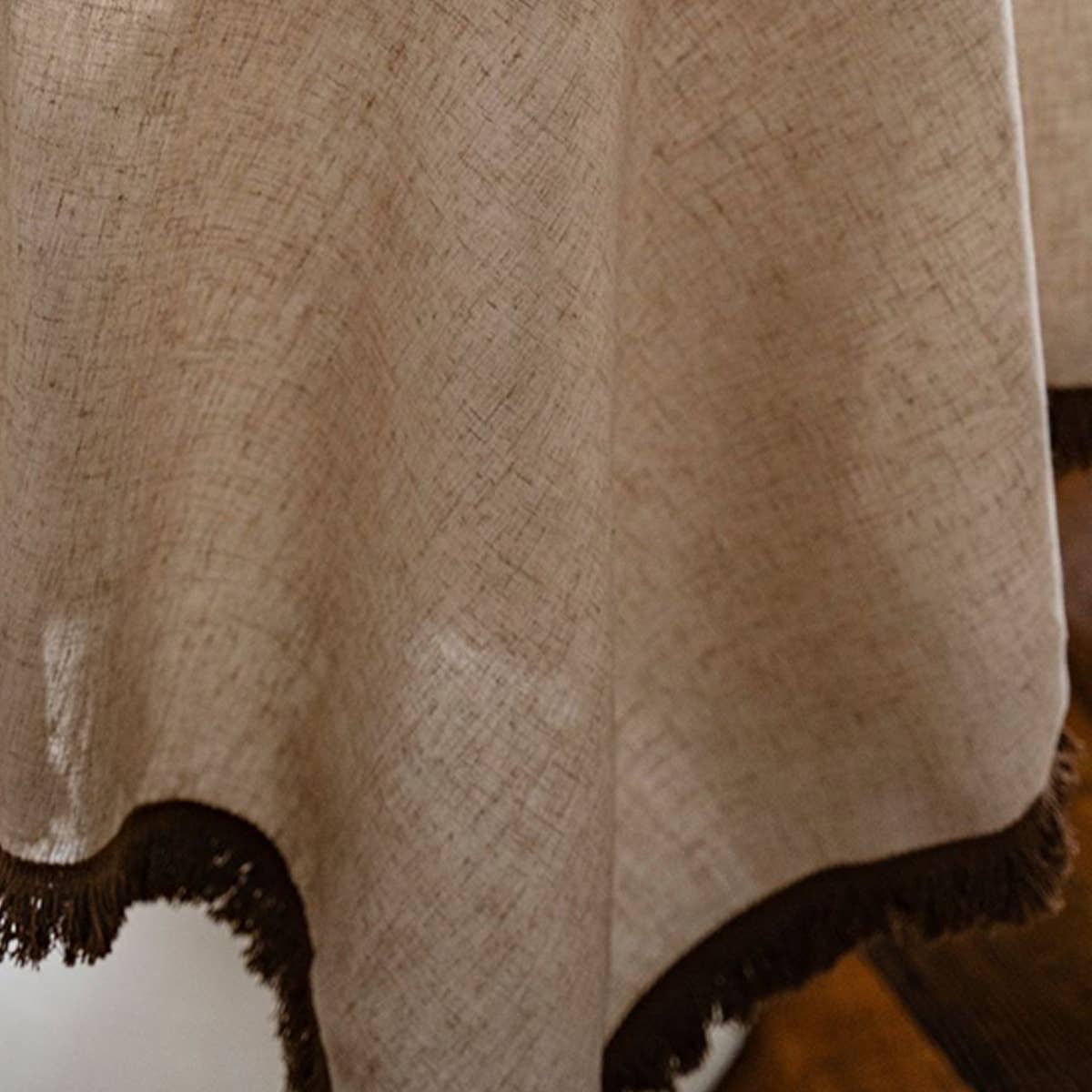 HOUSEHOLD SOLID COLOR KHAKI TASSEL DINING TABLE