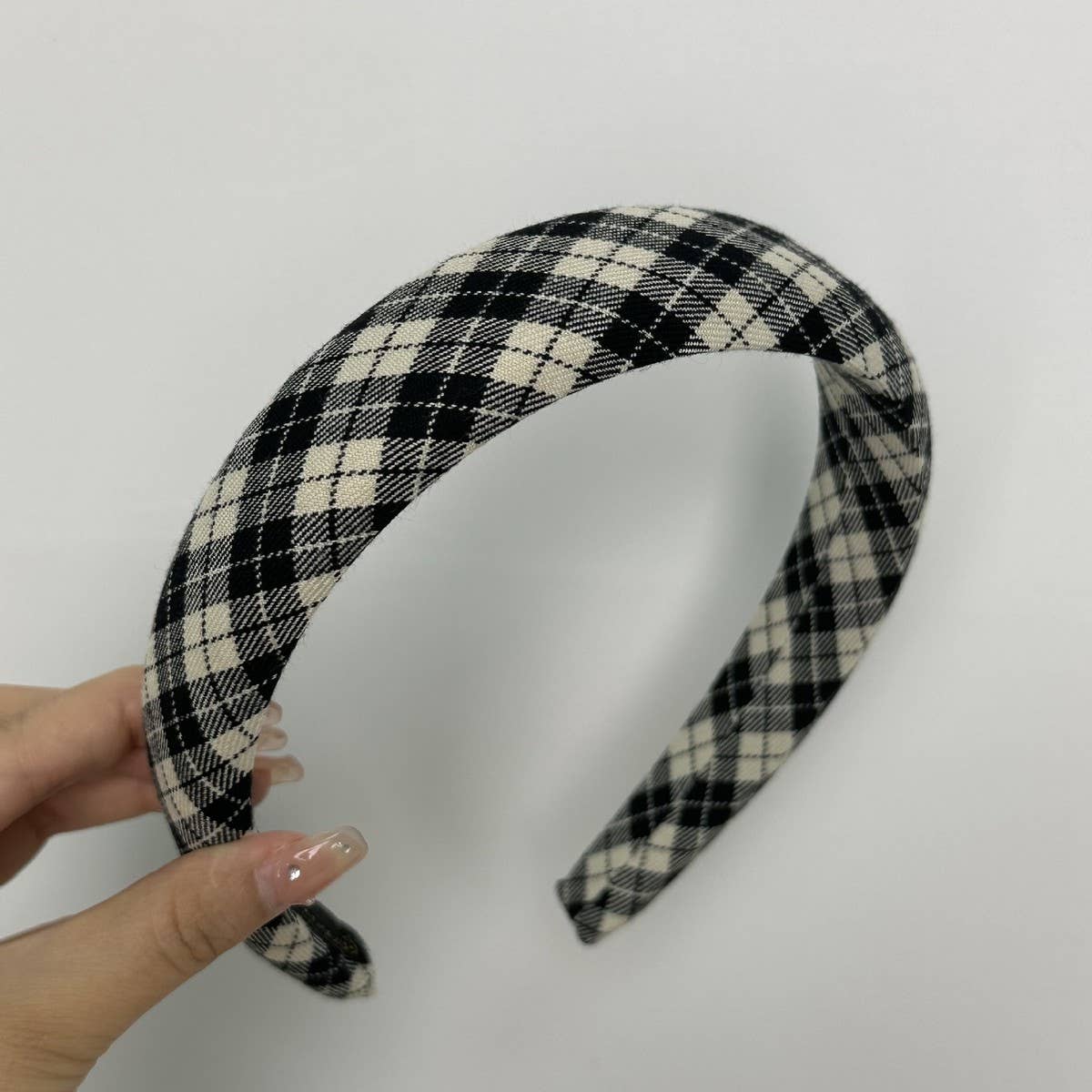 VINTAGE PLAID FRENCH WIDE BRIM HEADBAND