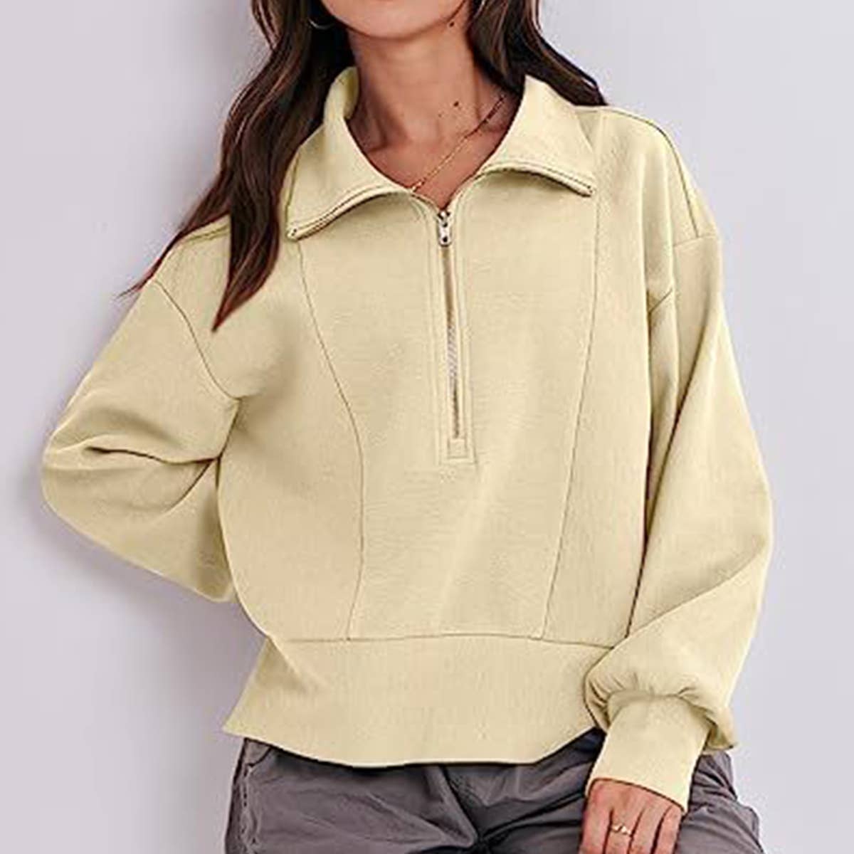 ZIPPER LONG-SLEEVED LOOSE PULLOVER SPORTS HOODIE