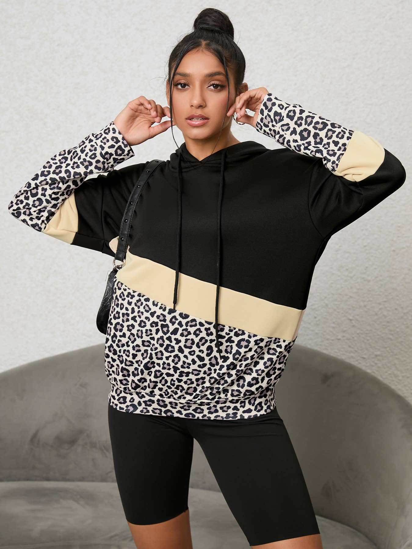 LEOPARD-PRINT HOODIE FASHION PULLOVER HOODIE