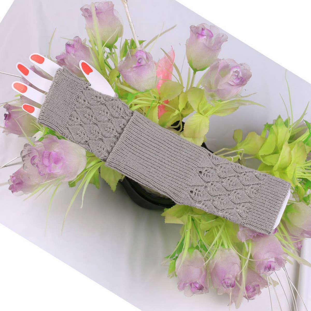 KNITTED HOLLOW OUT LONG OPEN TOE GLOVES_CWAG0037