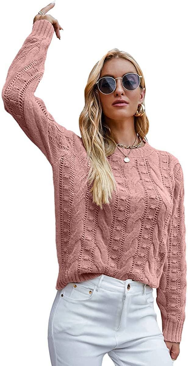 CWOSWL0815_ Long Sleeve Loose Neck Pullover Sweater