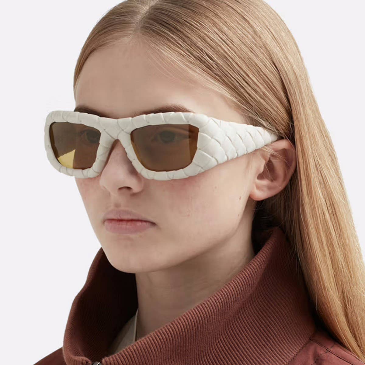 FASHIONABLE FAUX LEATHER LARGE FRAME SUNGLASSES