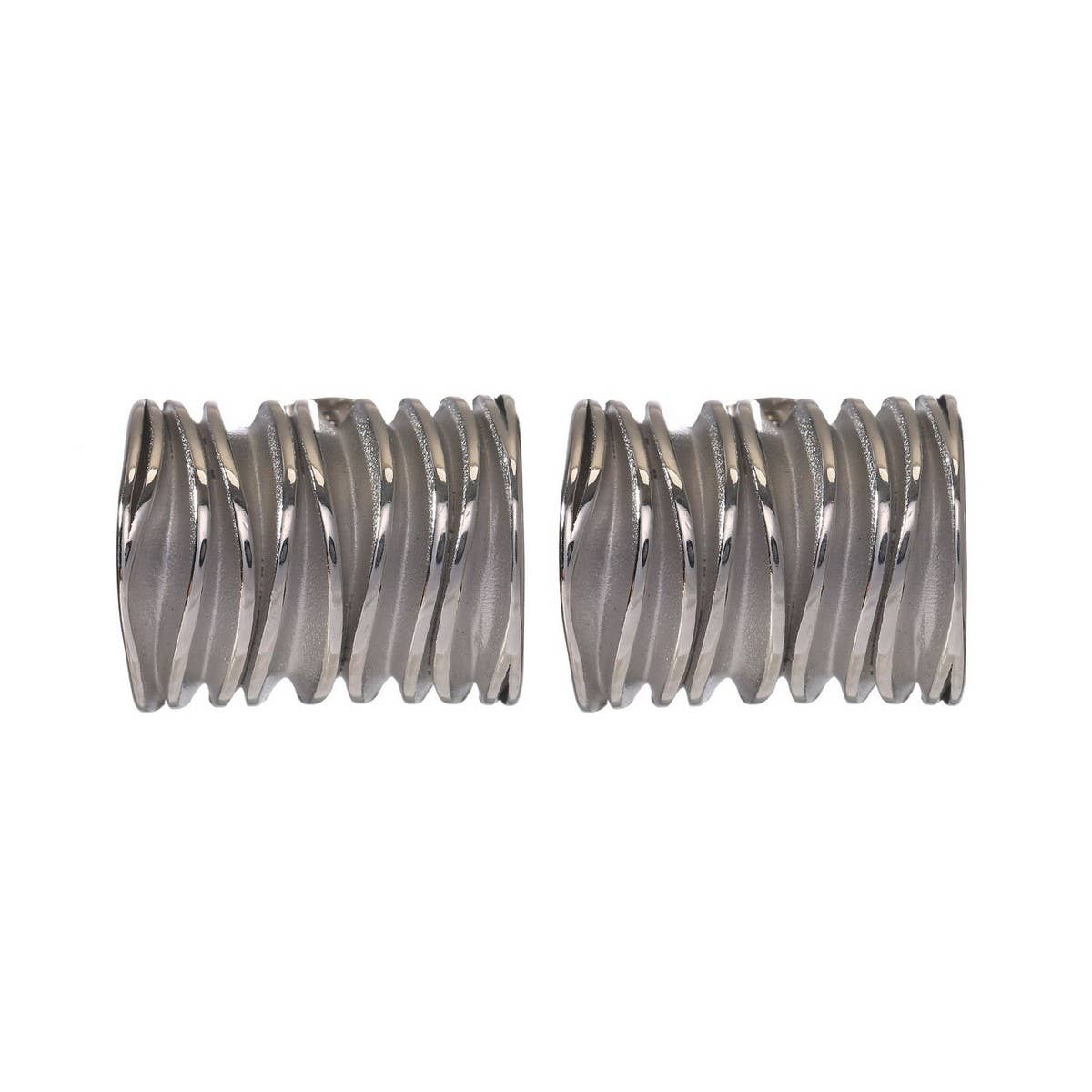 Minimalist 18K Steel Square Wave Stud Earrings