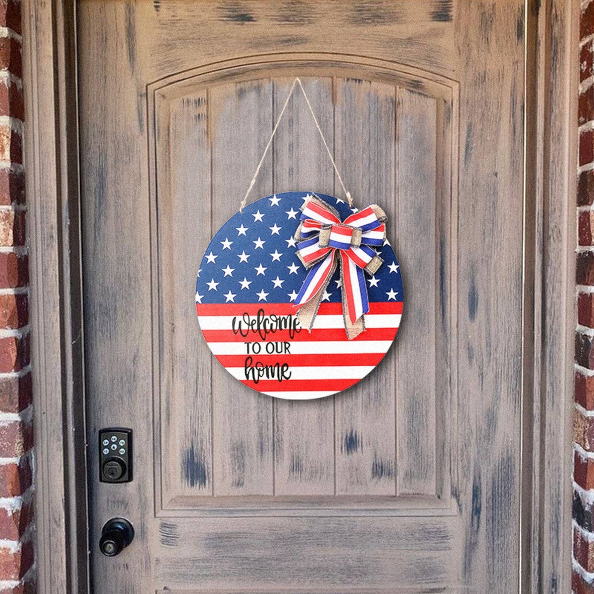 Independence Day USA Flag Wooden Door Sign_CWMM9894
