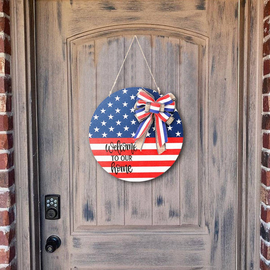 Independence Day USA Flag Wooden Door Sign_CWMM9894