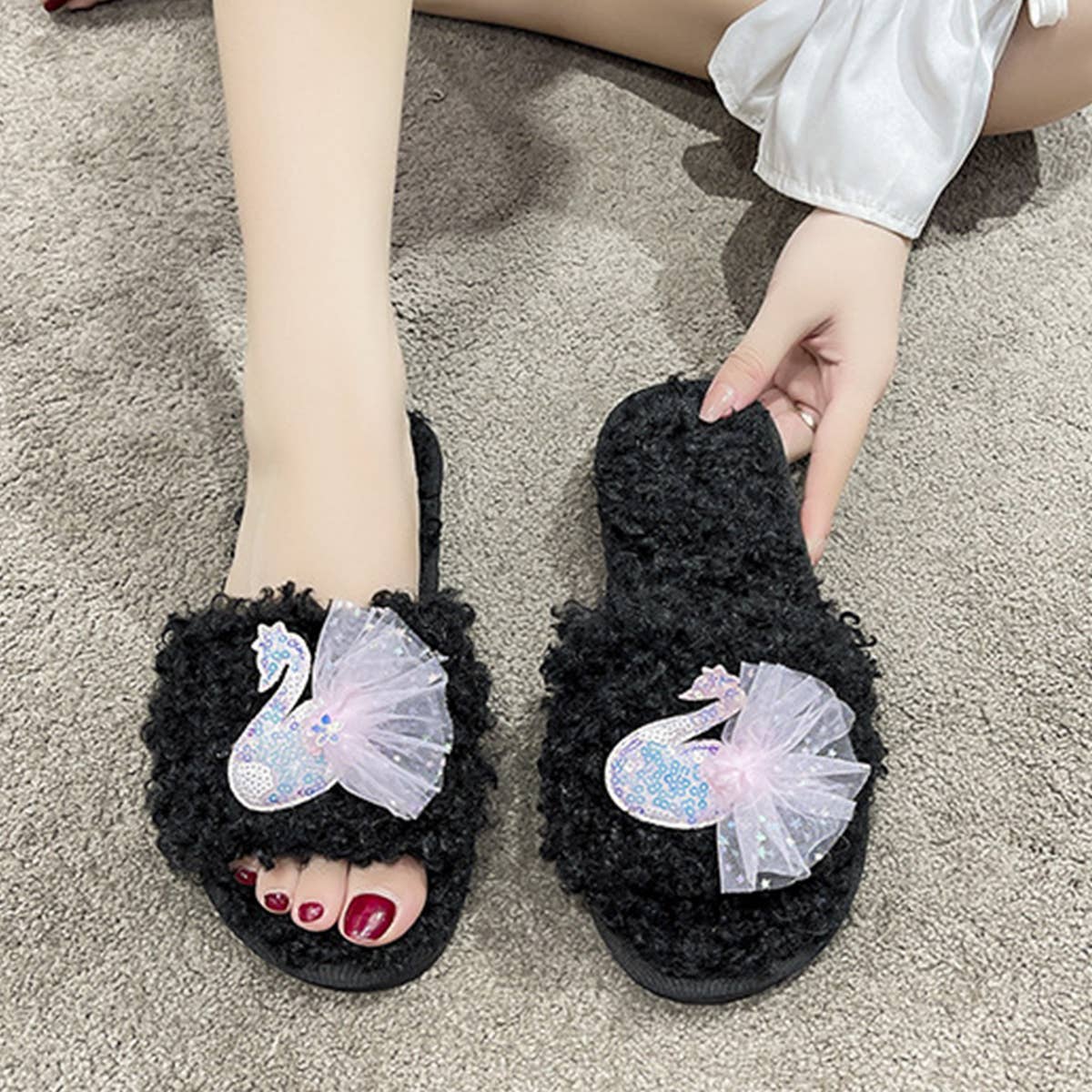HOMEN LEISURE ROLL PLUSH OPEN-TOED SLIPPERS