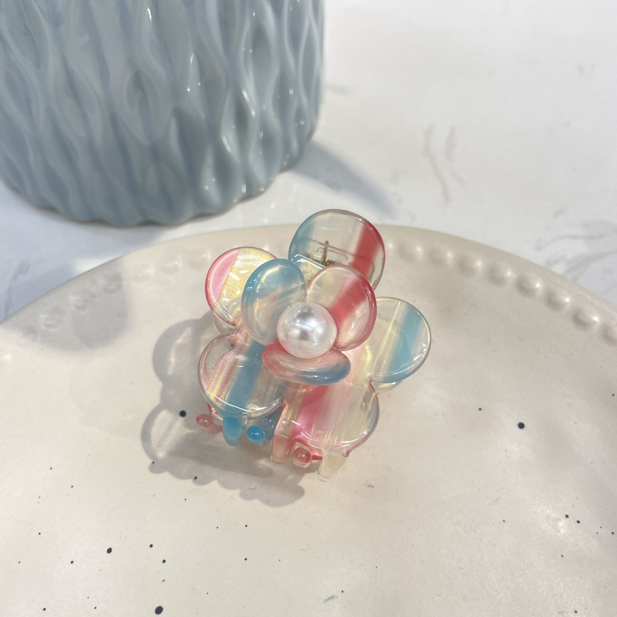 loral Pearl Hair Claw, Rhinestone Elegant Clip