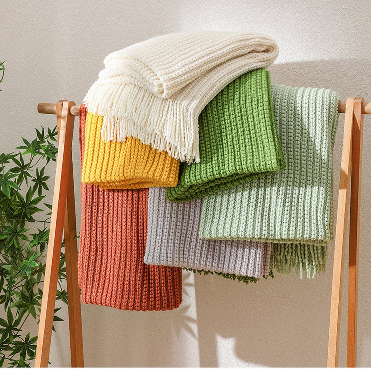 KNITTED SOFT WARM SOFA BLANKET BED END BLANKET