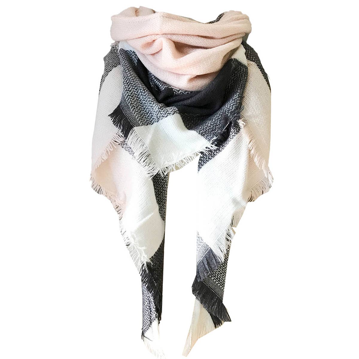 Rainbow Plaid Scarf ??Triangle Winter Shawl_CWASC0116