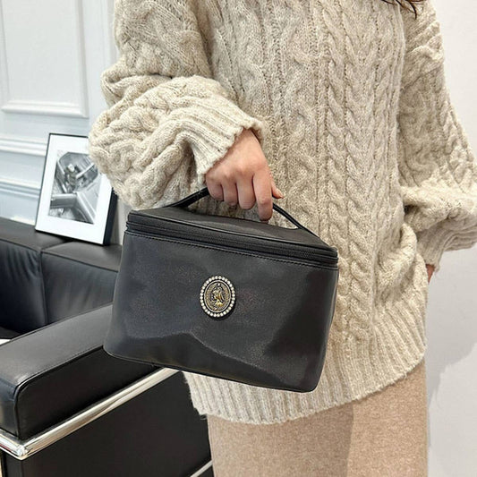 NEW HIGH-END BLACK SOLID COLOR COSMETIC BAG_CWAB4498