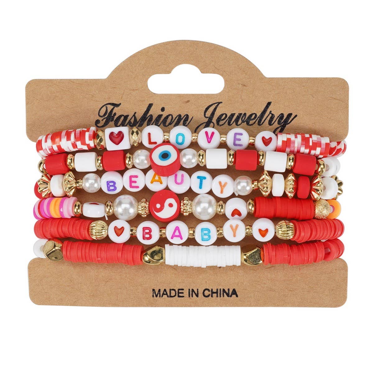 CWAJE05700_CUTE SMILEY RAINBOW BEADED FRIENDSHIP BRACELET