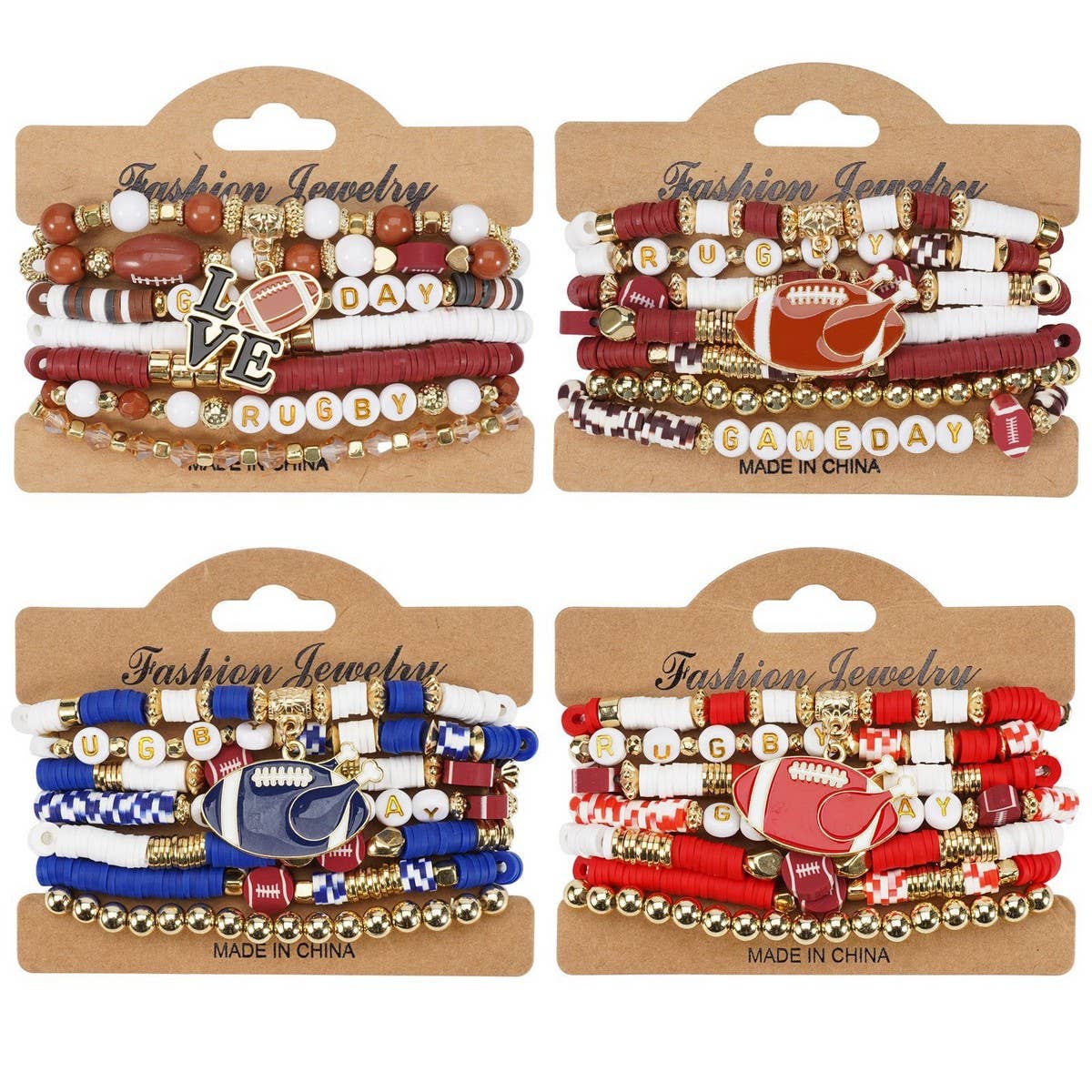 CWMM10459_FOOTBALL MOM GAME DAY BEADED ELASTIC BRACELET