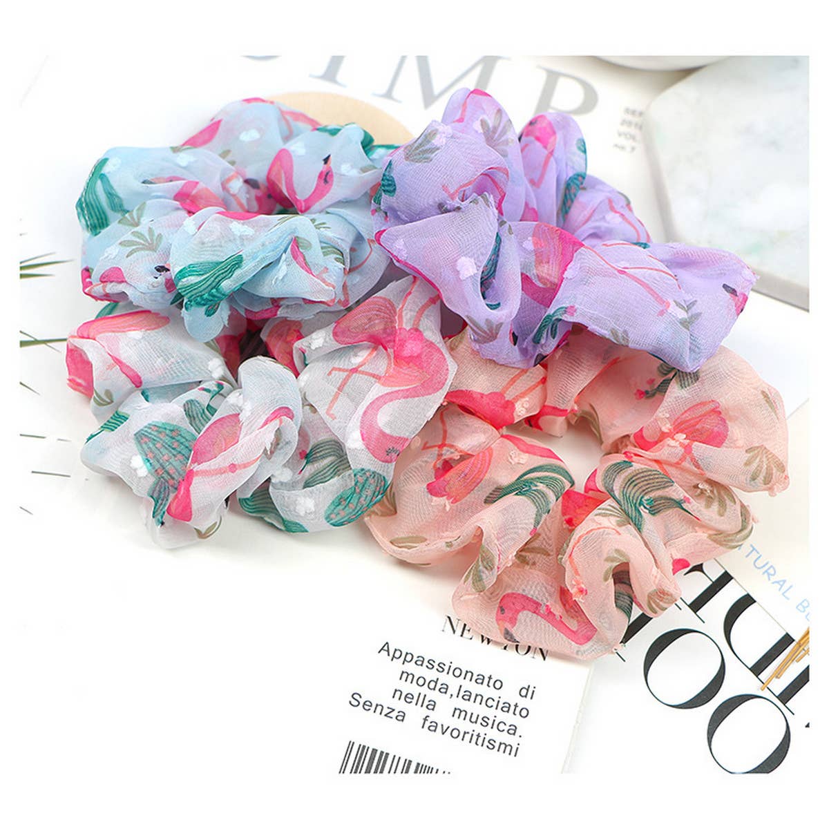 NEW FLAMINGO MESH HAIR TIE_CWAHA1018
