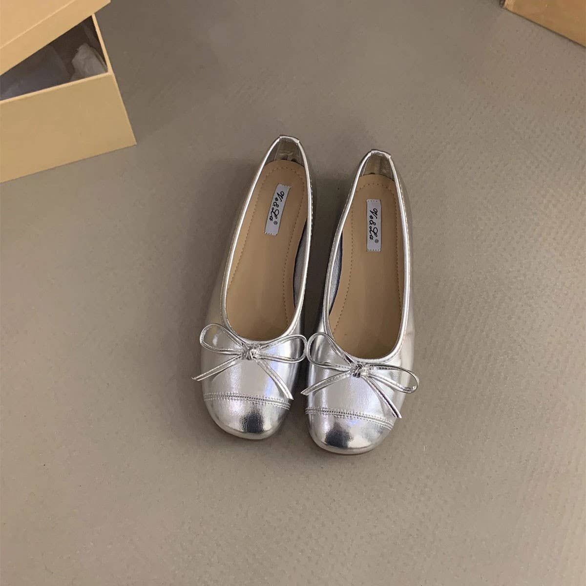 Silver Tweed Flats for Women Elegant Spring Shoes