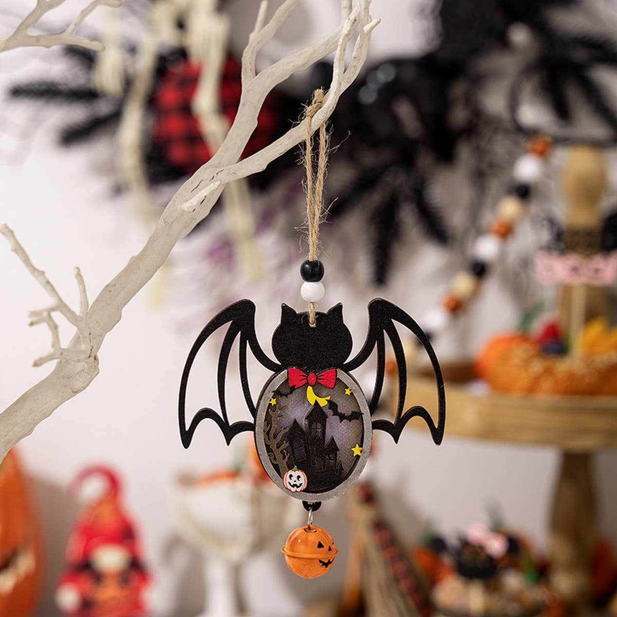 CWMM10263_3PCS HALLOWEEN LED WOODEN PUMPKIN HANGING DECOR