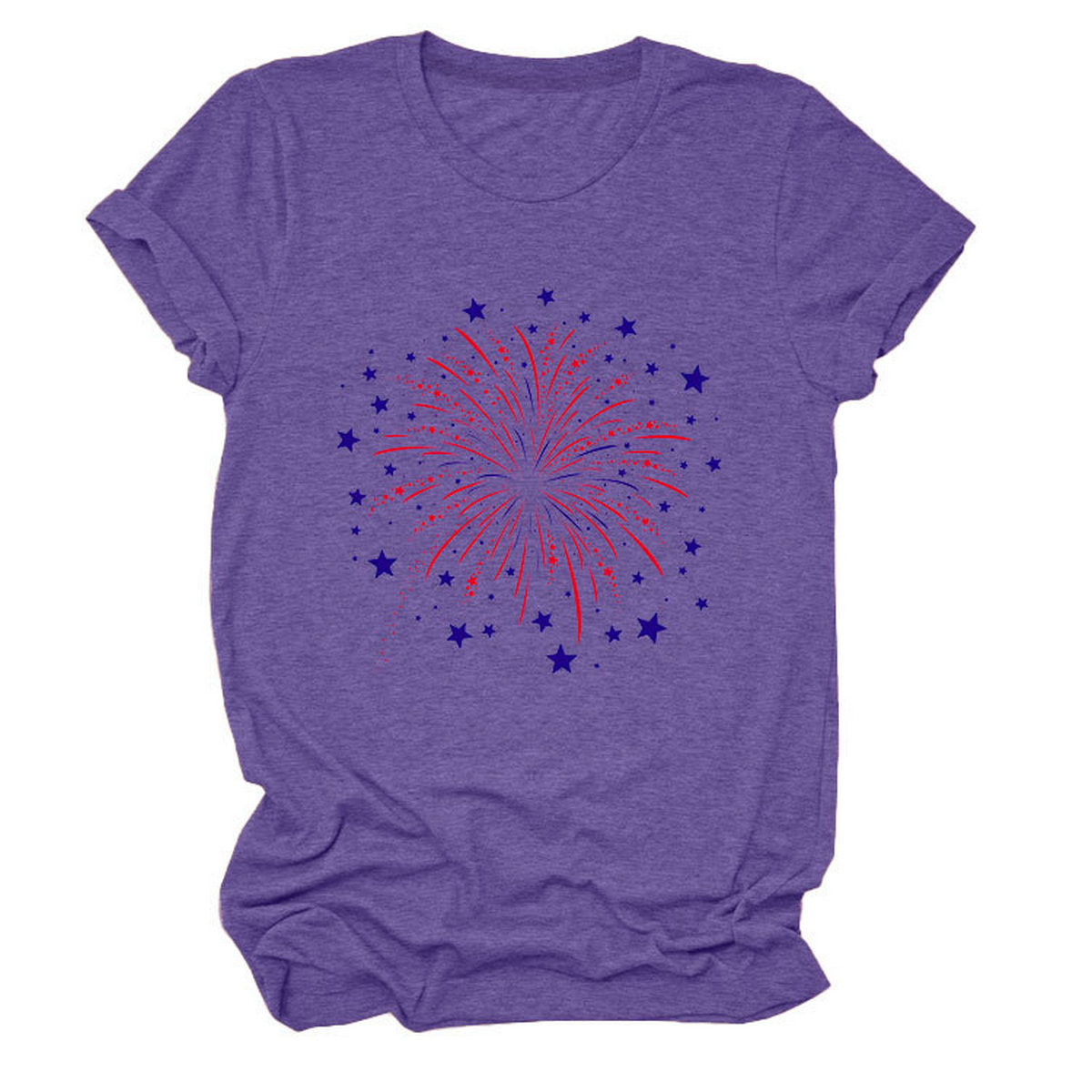 Trendy Loose Star Fireworks Graphic Tee for Women