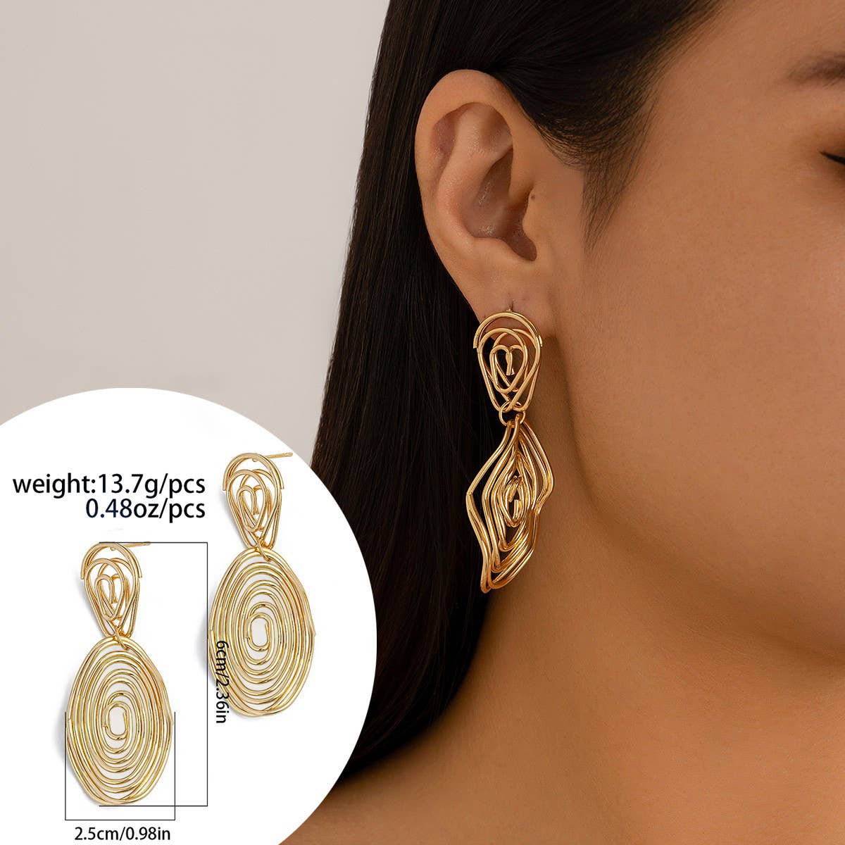 WRINKLED EXAGGERATED IRREGULAR TEARDROP EARRINGS_CWAJE1813