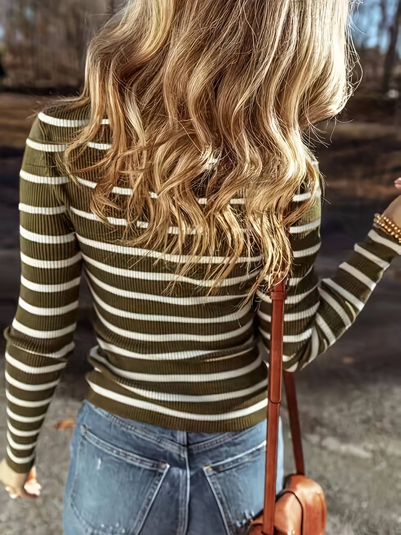 STRIPED LONG SLEEVE TIGHT LONG SLEEVE T-SHIRT