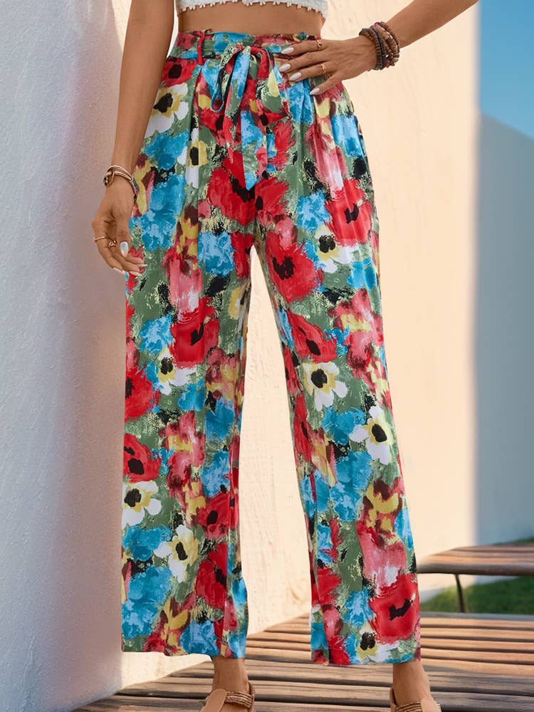 Personalized printed high-waisted casual pants