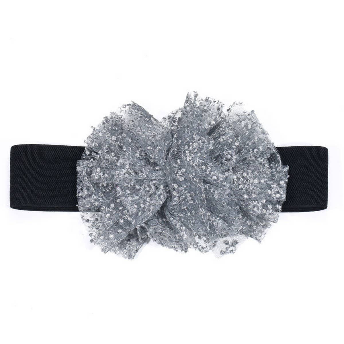 Oversized Tulle Flower Elastic Belt for Women_CWMM6423