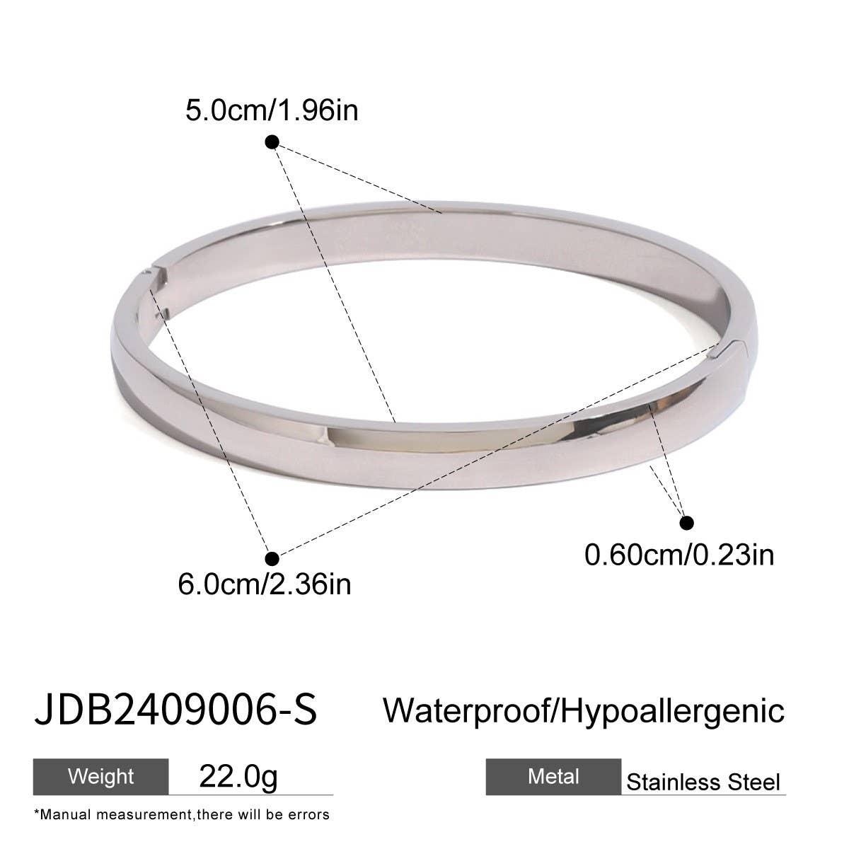 Stainless Steel Curved Clasp Bangle, Sleek Style_CWAJE4661