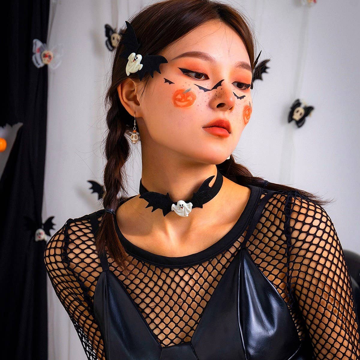 SWEET COOL HALLOWEEN PUMPKIN GHOST NECKLACE