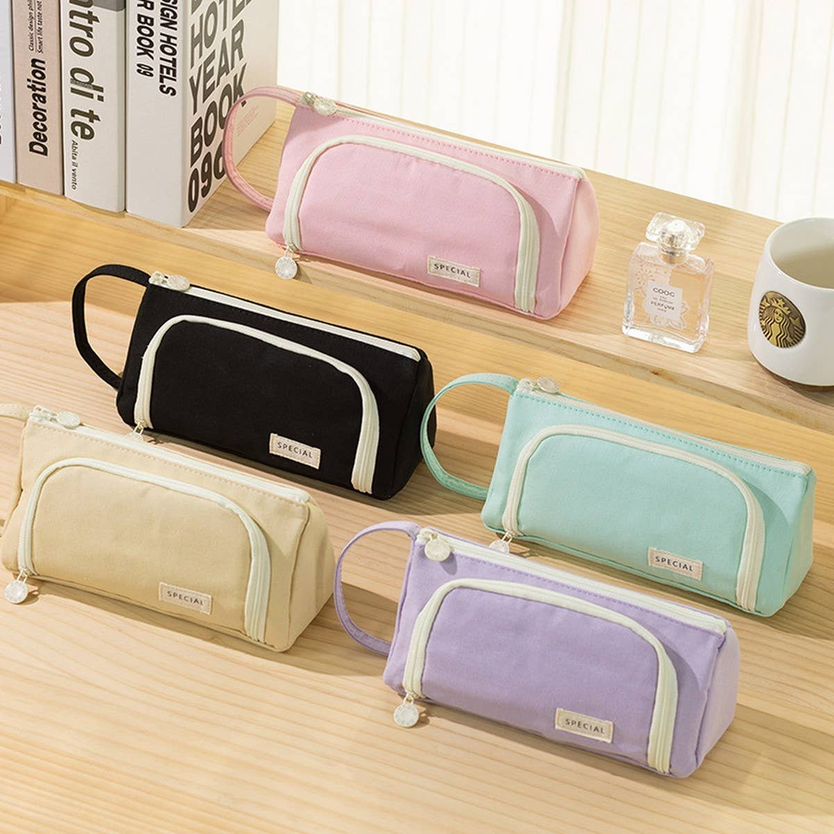 HIGH-VALUE CANVAS WINDOW PENCIL CASE