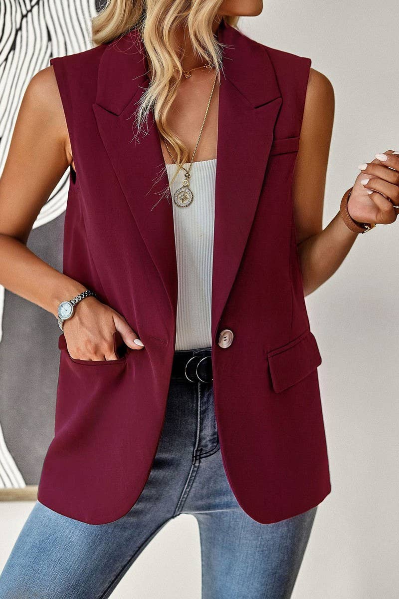 CWOCASL0041_LOOSE AND ELEGANT COMMUTING SLEEVELESS SUIT VEST