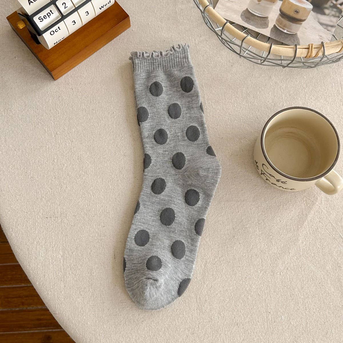 NEW COTTON CUTE LACE POLKA DOT MID-TUBE SOCKS