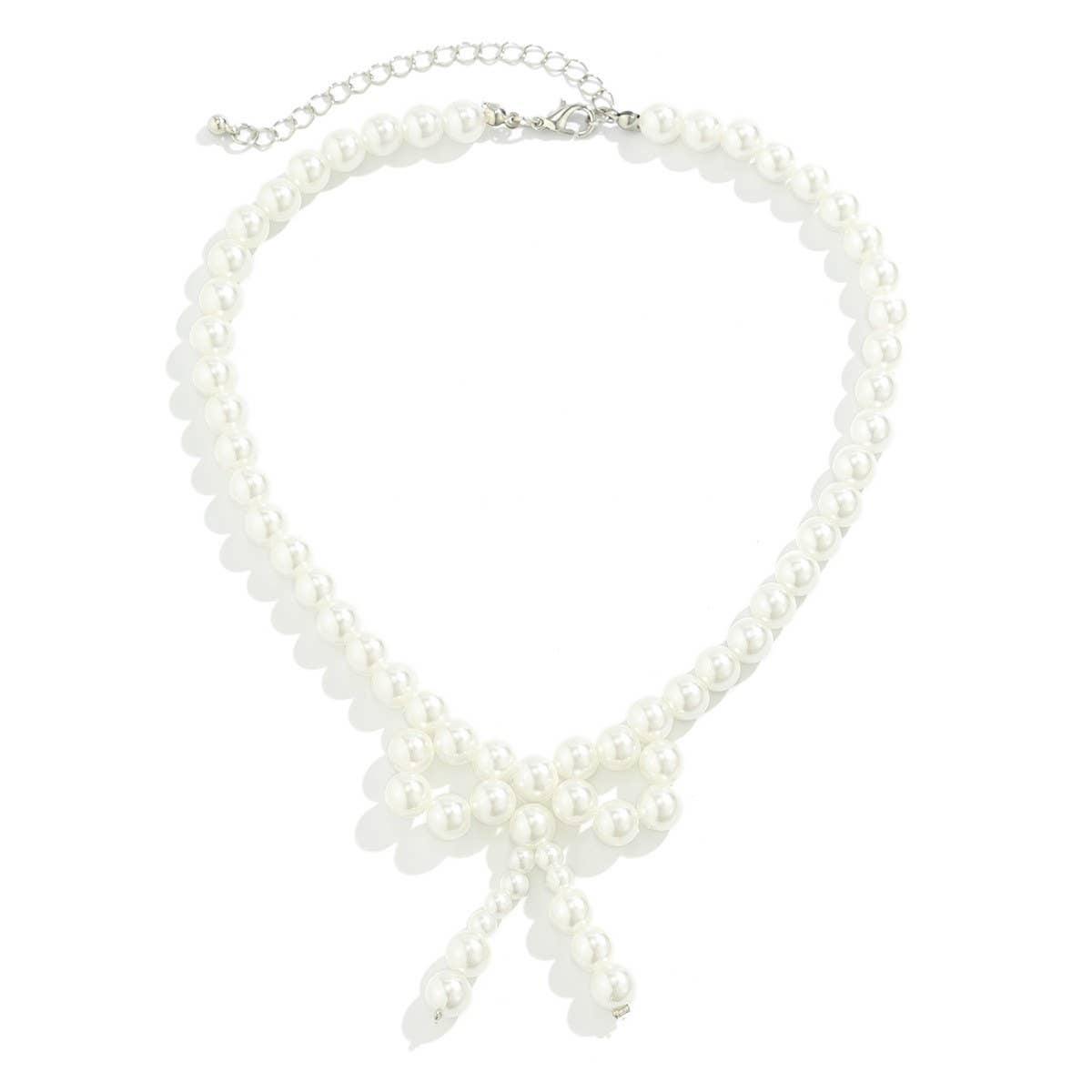 IMITATION PEARL BEADED NECKLACE WITH PEARL BOW