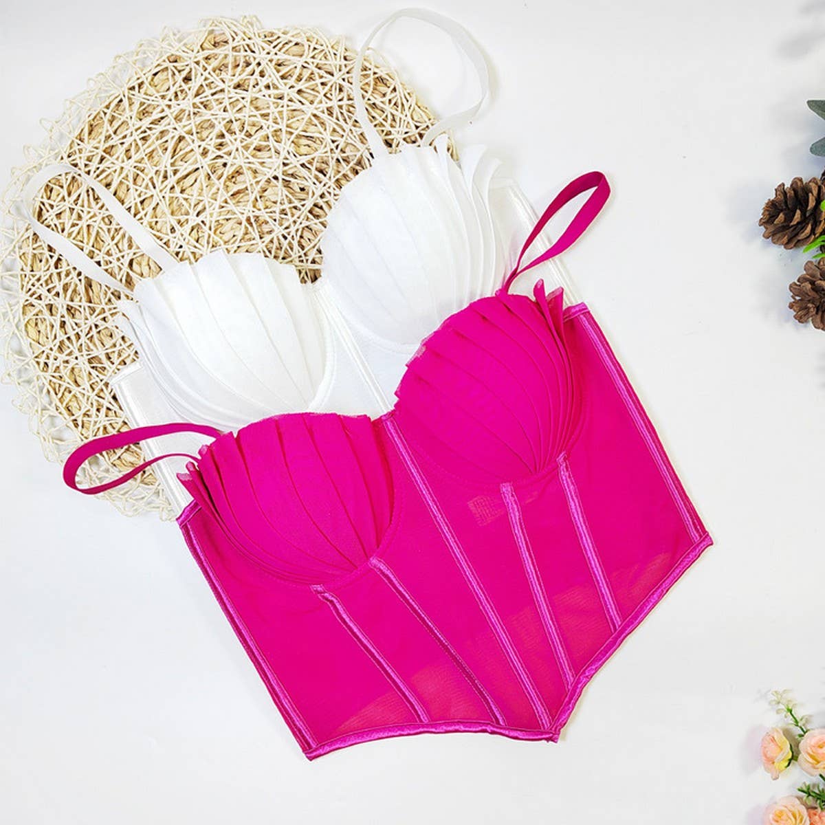 DESIGNER MESH LACE HERRINGBONE BRA