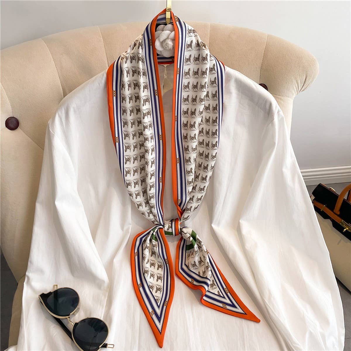 LETTER PRINT DOUBLE LAYER  HEAD SCARF