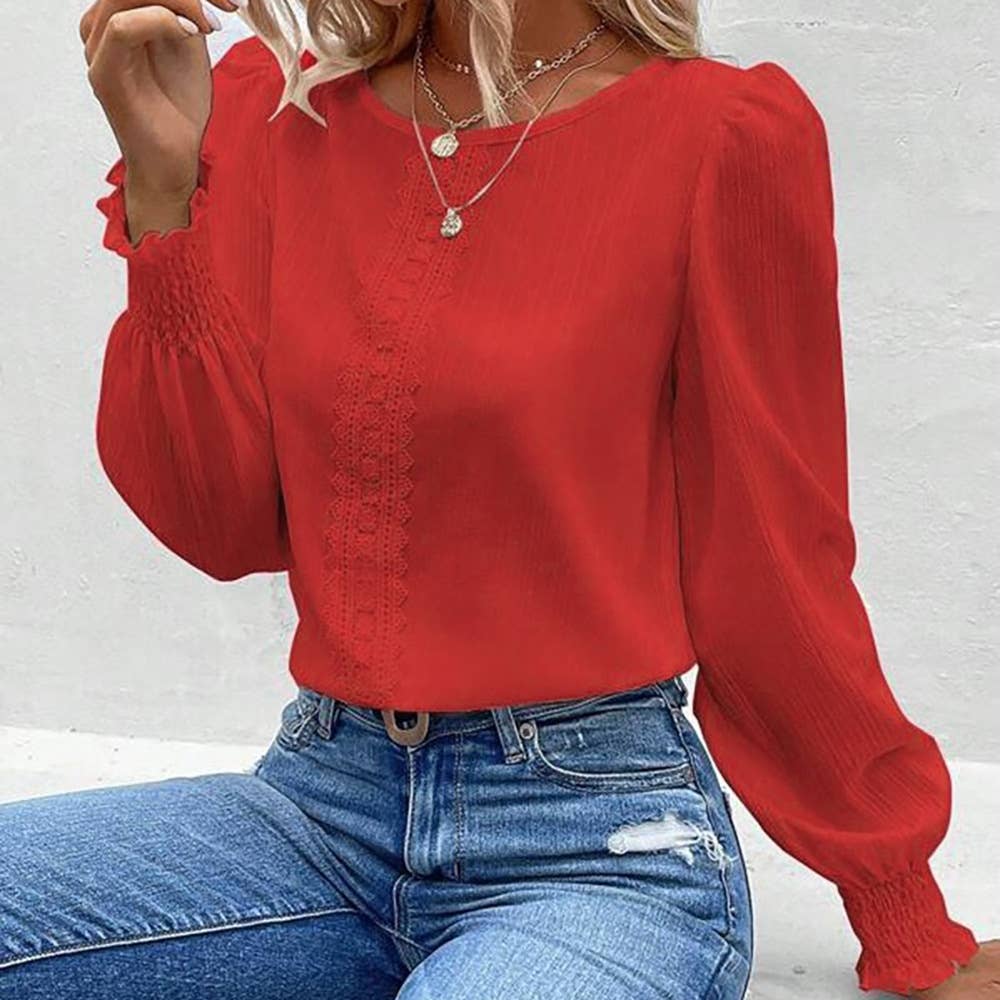 TEMPERAMENT LACE PATCHWORK BLOUSE