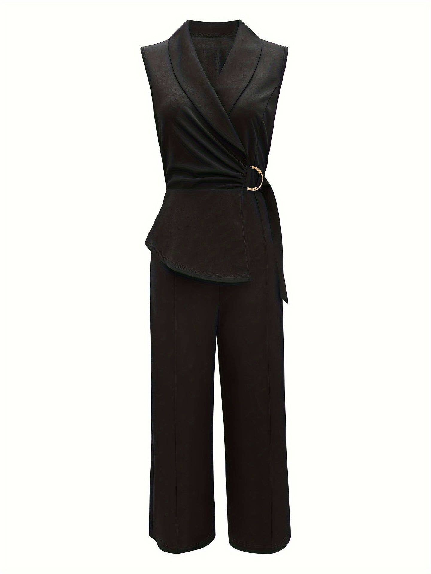 Wrap style lace-up suit pants wide-leg jumpsuit