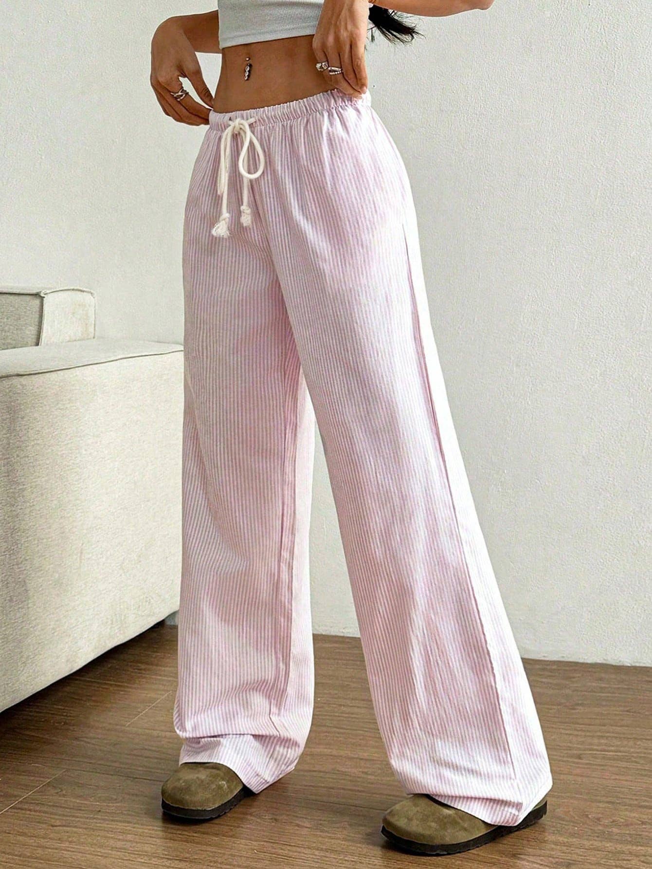 Casual lace-up fashionable loose wide-leg pants